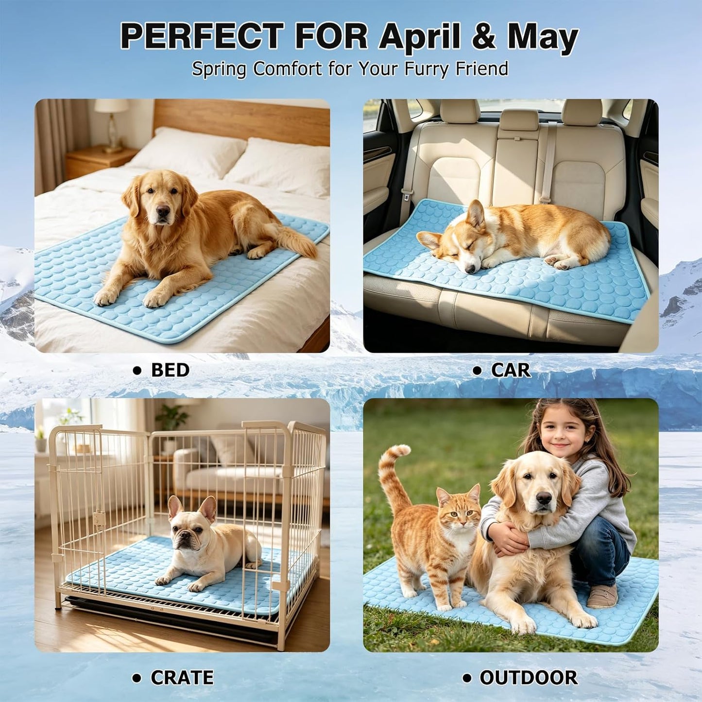 Pet Cooling Mat, 2X-Large, 27.5 X 39.0 In, Mesh, No Water or Electricity Needed, Safe, Portable, Foldable, Easy to Use, Designed for Large Dogs and Cats, 3 Years Warranty