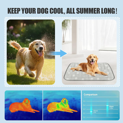 Dog Cooling Mat, Dog Blanket Washable, Cool Fabric & Internal Waterproof Cooling Pad (Grey, Medium (28X20 Inch))