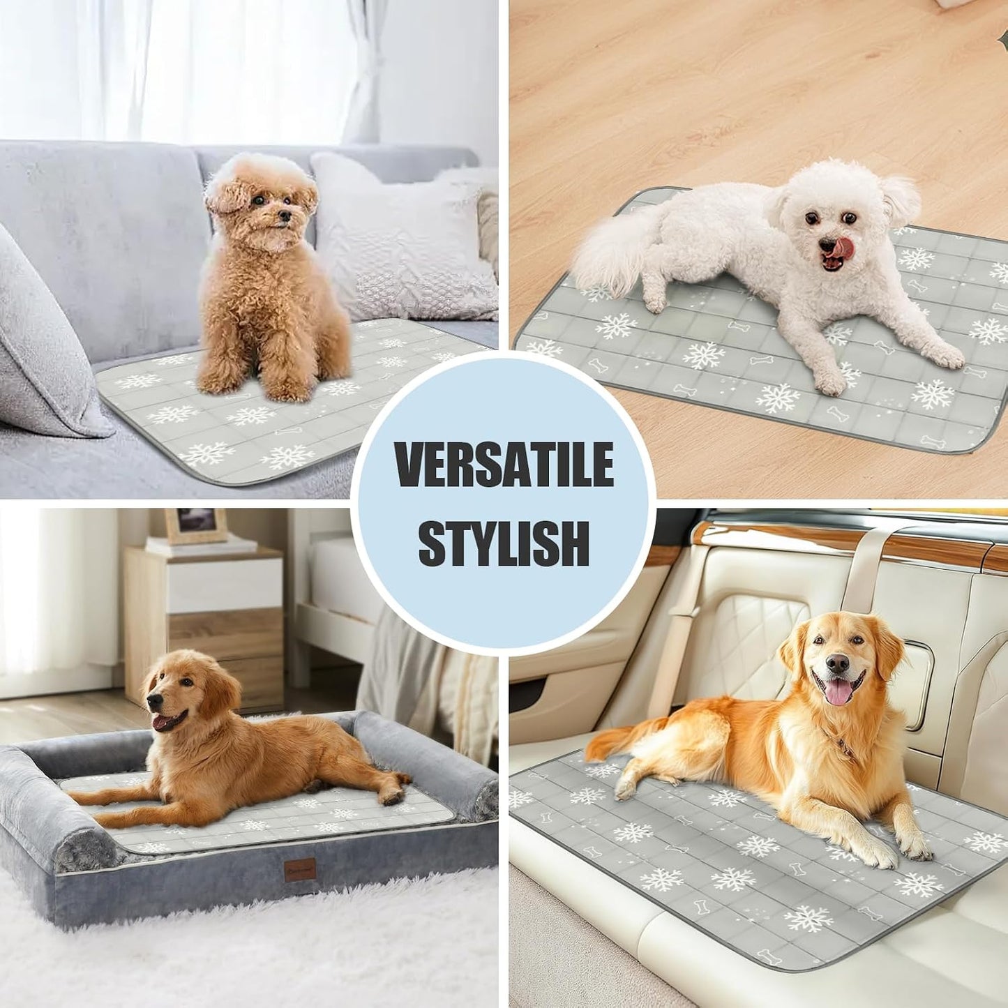 Dog Cooling Mat, Dog Blanket Washable, Cool Fabric & Internal Waterproof Cooling Pad (Grey, Medium (28X20 Inch))