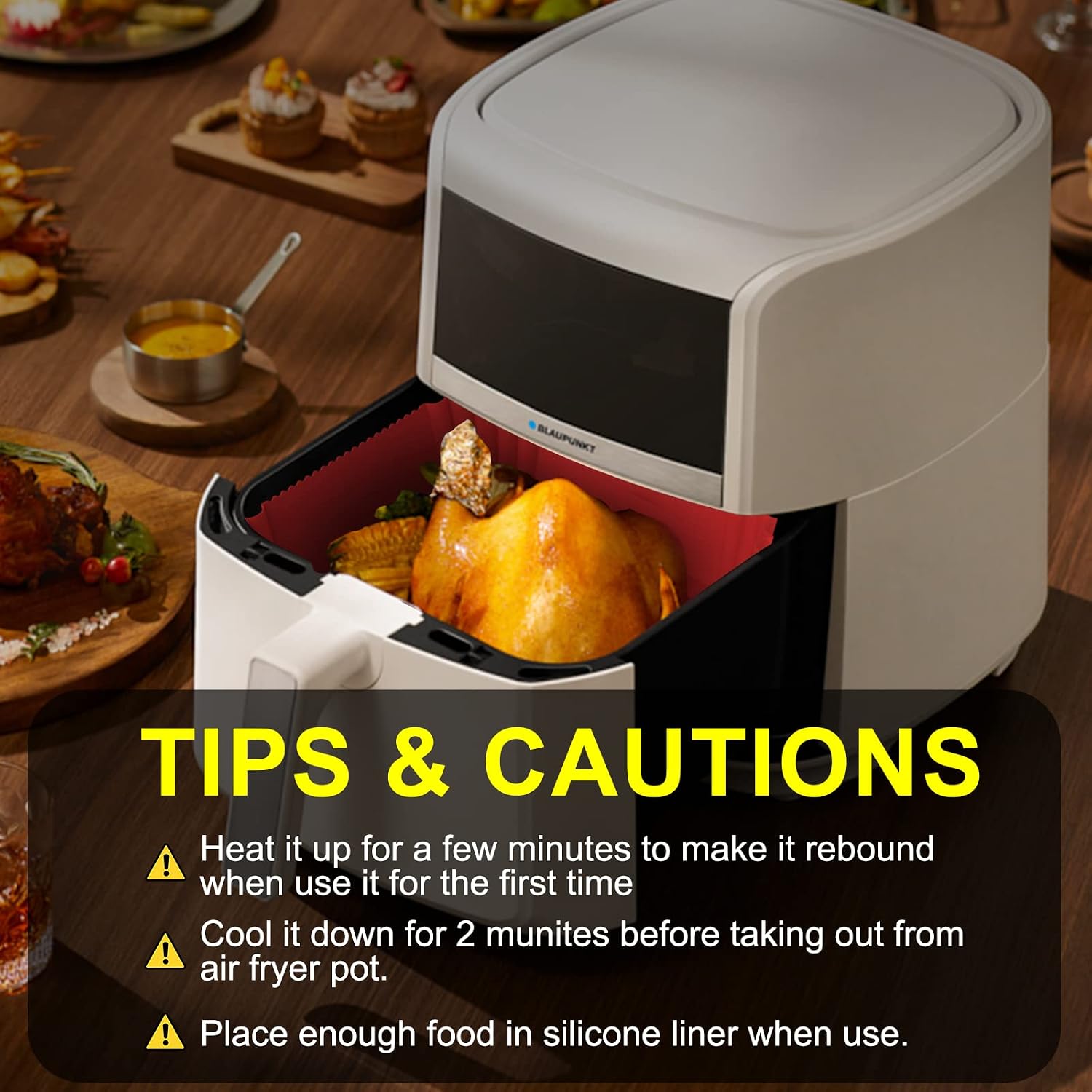 2 Pack Silicone Air Fryer Liners Reusable, 7.1 Inch Airfryer Liners 4-7 QT Square Air Fryer Liners Silicone Pot Oven Liner Baking Tray, Air Fryer Basket Mat Silicone Bowl Air Fryer Accessories