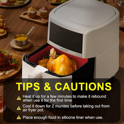 2 Pack Silicone Air Fryer Liners Reusable, 7.1 Inch Airfryer Liners 4-7 QT Square Air Fryer Liners Silicone Pot Oven Liner Baking Tray, Air Fryer Basket Mat Silicone Bowl Air Fryer Accessories