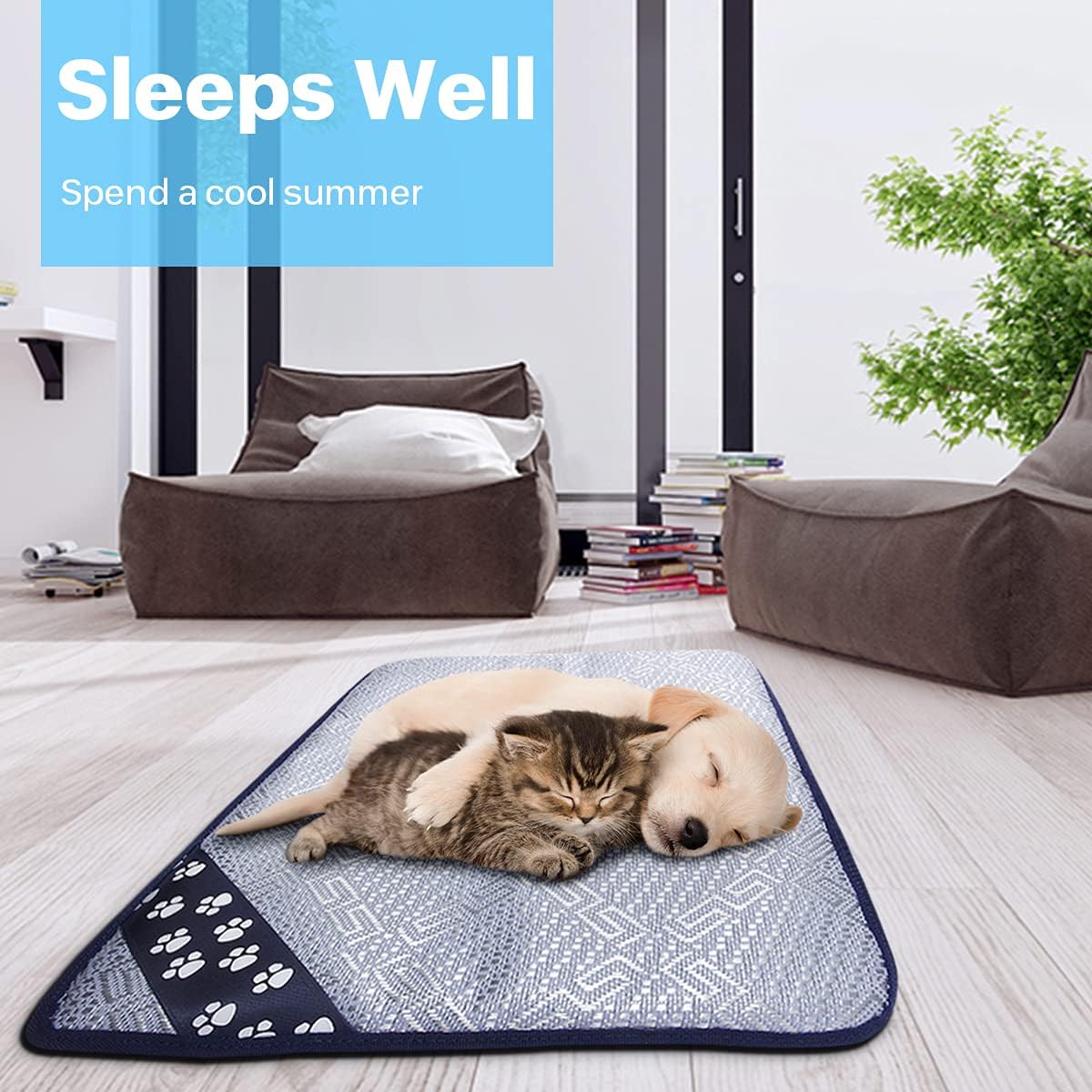 Summer Cooling Mat - Pet Cooling Pad for Dogs Cats,Ice Silk Pet Self Cooling Pad Blanket for Pet Bedskennelssofafloorcar Seats (X-Large)
