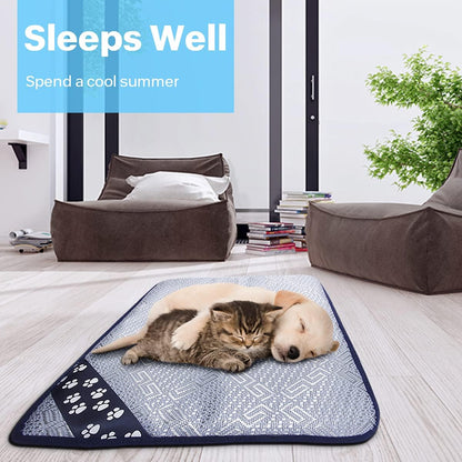 Summer Cooling Mat - Pet Cooling Pad for Dogs Cats,Ice Silk Pet Self Cooling Pad Blanket for Pet Bedskennelssofafloorcar Seats (X-Large)