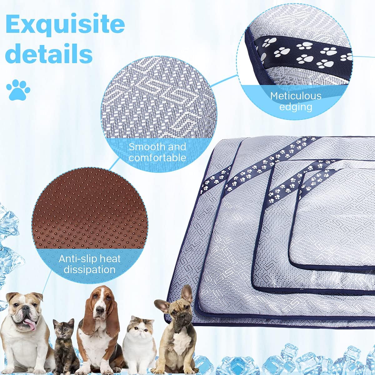 Summer Cooling Mat - Pet Cooling Pad for Dogs Cats,Ice Silk Pet Self Cooling Pad Blanket for Pet Bedskennelssofafloorcar Seats (X-Large)